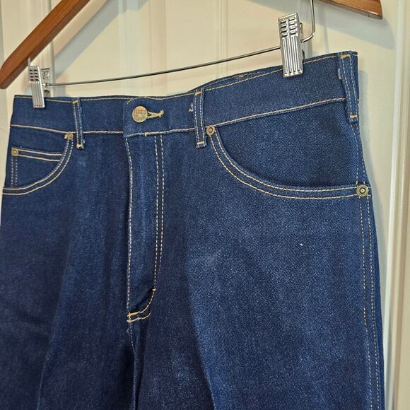 Vintage Lee Jeans Mens Size 34x36 80s Dark Wash High Rise Western Ranch Denim - Picture 5 of 11